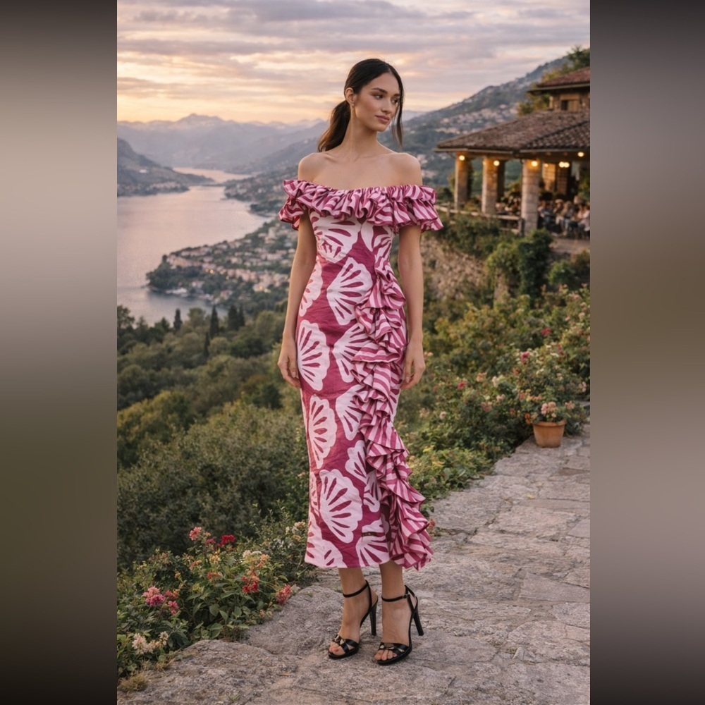 🥳SUPER RARE🥳 Anthropologie NWT SIKA KC Off-The-Shoulder
Ruffle Dress size 4.